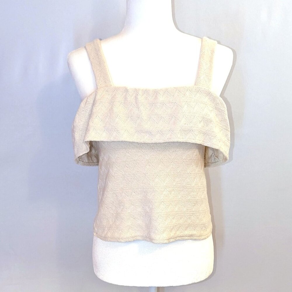 Madewell | Crochet Ruffle Cotton Tank Top in Cream | Size Small - Picture 2 of 11
